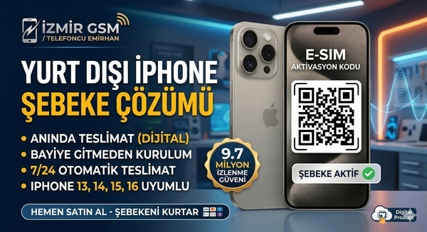 📲 iPhone Yurt Dışı Şebeke Çözümü (E-SIM) - Bayiye Gitmeden Anında! ( İPHONE 13 ve ÜZERİ)
